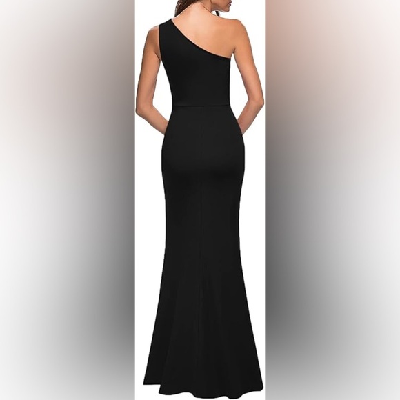 Women's One Shoulder Sleeveless‎ Bodycon high Split Cocktail Long Dress NWT M - Picture 3 of 4